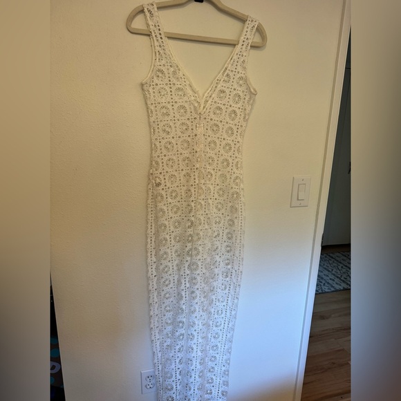 Myla London Vine Street Jumpsuit Sheer Crochet Resortwear Size Small White EUC - Picture 4 of 10